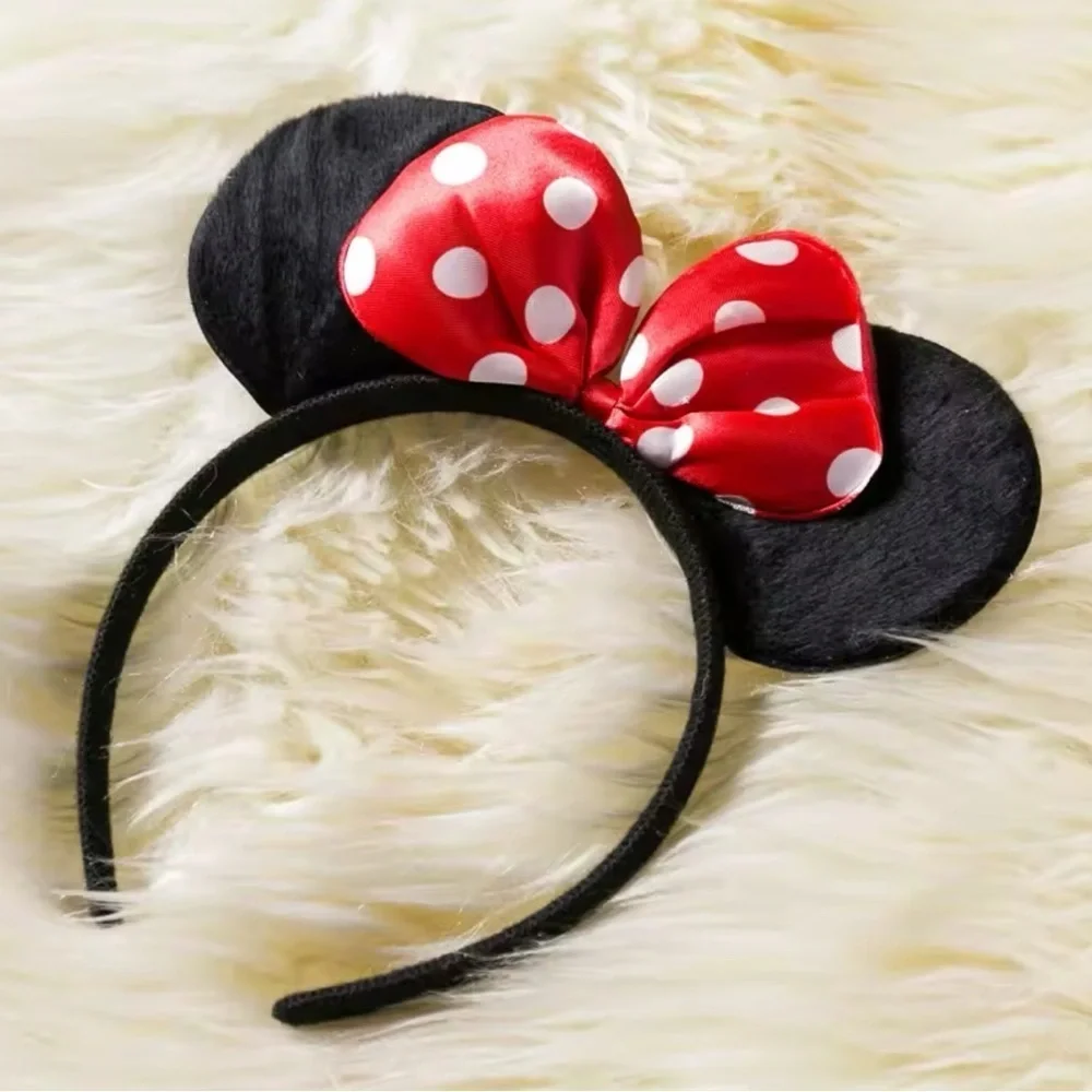 Red Polka Dot Bow Mouse Ears Headband